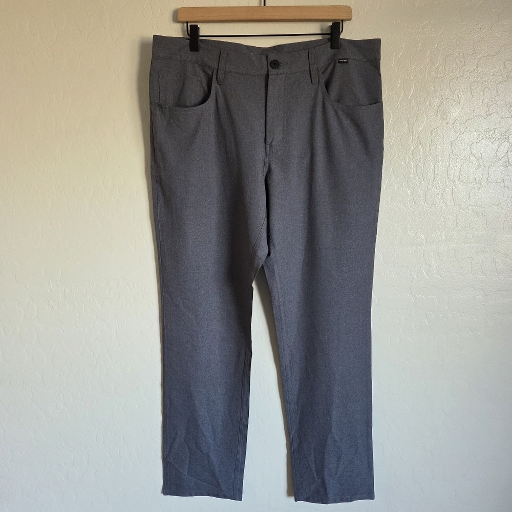 Travis Mathew Open to Close Golf Pants Grey Men's 36 Stretch Chino Performance